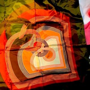 Vintage Paoli scarf green and dark orange 1970’s acetate